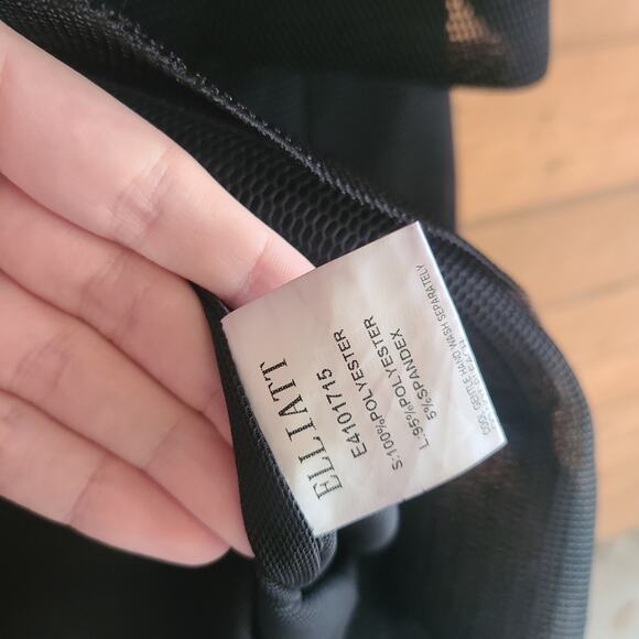 Anthropologie Elliatt Fate Black Off Shoulder Padded Mesh Midi Dress Revolve - Picture 6 of 6